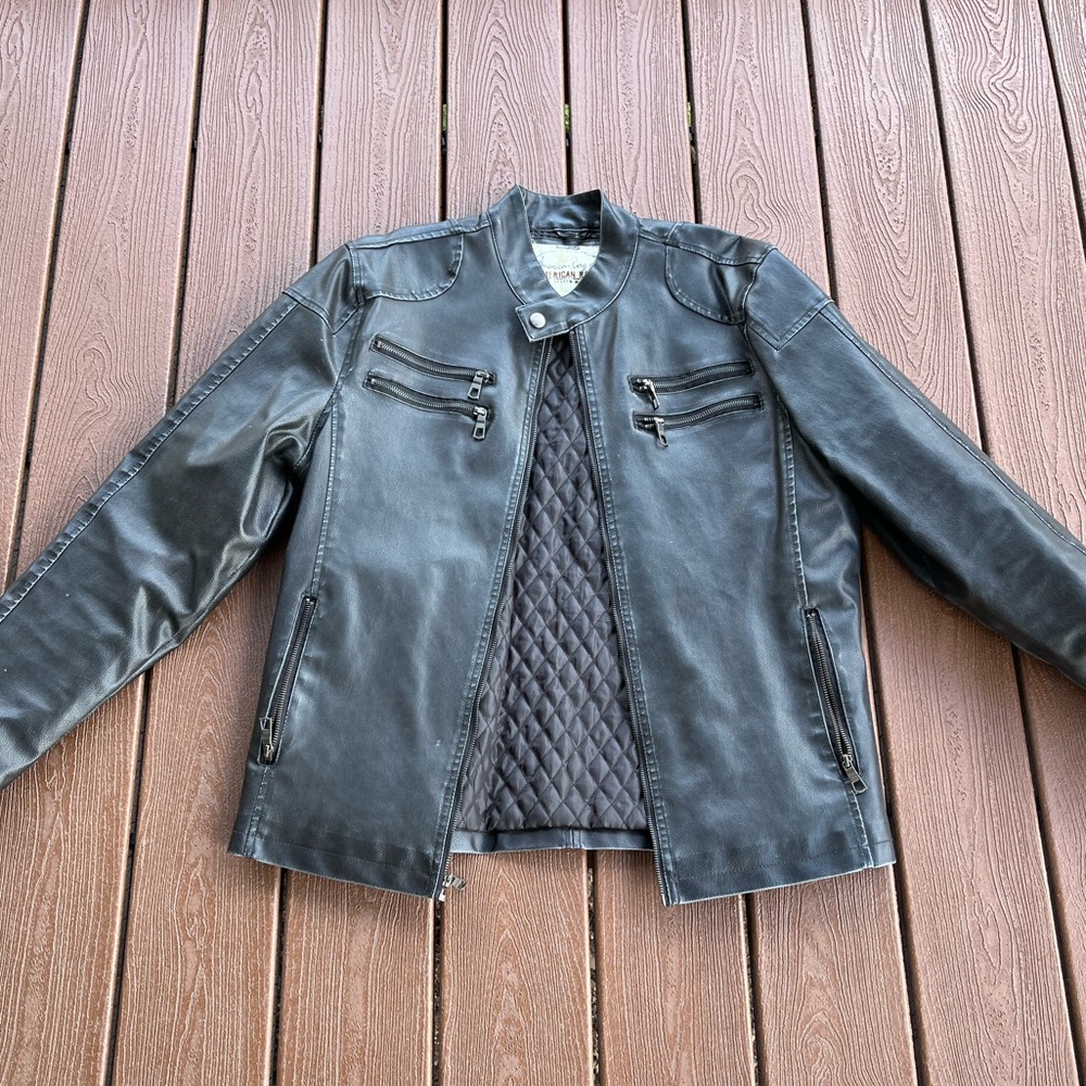 American Rag Charcoal Gray Leather Jacket
